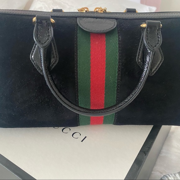 Gucci Bags Gucci Suede Ophidia Bowling Back Black Suede With